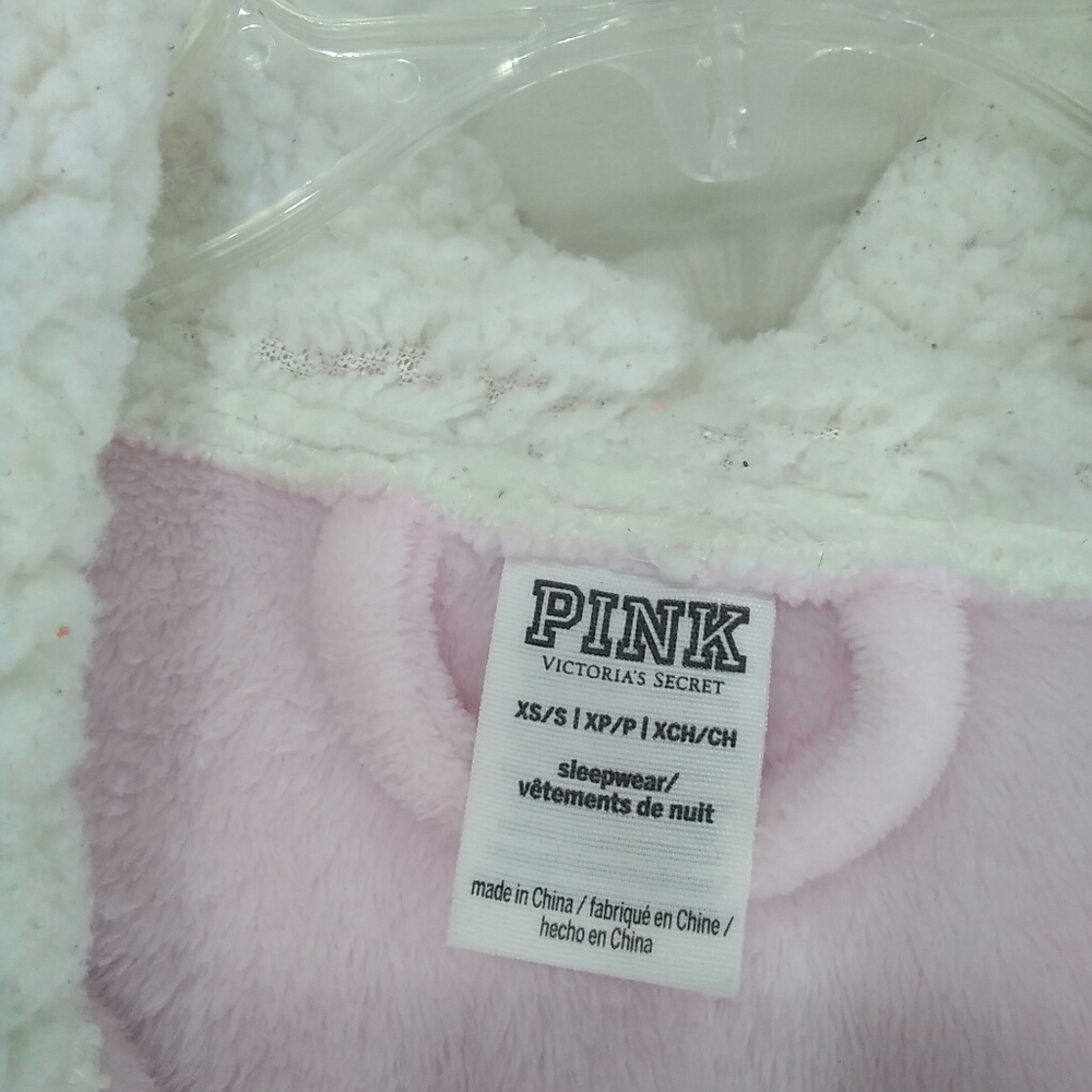 PINK Victoria's Secret LOGO Plush Hooded Robe XS - Picture 6 of 7